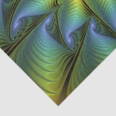 抽象芸術星、光沢のある青の緑の黄金のフラクタル・アート 薄葉紙 (詳細)