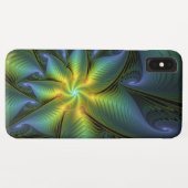 抽象芸術星、光沢のある青の緑の黄金のフラクタル・アート Case-Mate iPhoneケース (裏面(横))