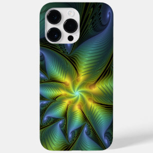 抽象芸術星、光沢のある青の緑の黄金のフラクタル・アート Case-Mate iPhone 14 PRO MAXケース