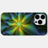 抽象芸術星、光沢のある青の緑の黄金のフラクタル・アート Case-Mate iPhoneケース (裏面 (横))