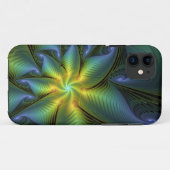 抽象芸術星、光沢のある青の緑の黄金のフラクタル・アート Case-Mate iPhoneケース (裏面(横))