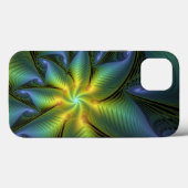抽象芸術星、光沢のある青の緑の黄金のフラクタル・アート Case-Mate iPhoneケース (裏面 (横))