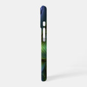 抽象芸術星、光沢のある青の緑の黄金のフラクタル・アート iPhone 16ケース (左側面)