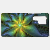 抽象芸術星、光沢のある青の緑の黄金のフラクタル・アート SAMSUNG GALAXYケース (裏面横)