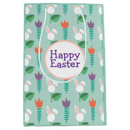 抽象芸術春の花イースター ミディアムペーパーバッグ