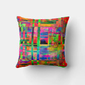 抽象芸術春カラーと赤&緑クッション クッション (裏面)
