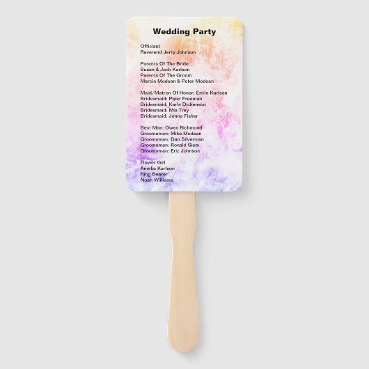 抽象芸術春カラーウェディングパーティリスト ハンドファン (裏面)