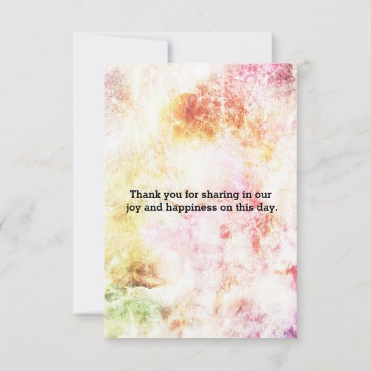 抽象芸術春カラーハッピーカップルありがとう サンキューカード (裏面)