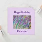 抽象芸術春クロッカスフラット誕生日カード カード (正面/裏面インサイチュ)
