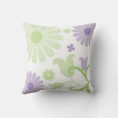 抽象芸術春グリーンラベンダーファンキー花模様 クッション (裏面)