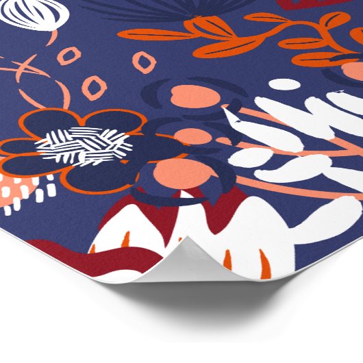 抽象芸術春パープルフローラルパターン ポスター (角)