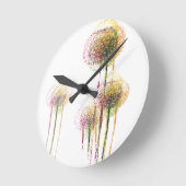抽象芸術春フラワーツリー#2 ラウンド壁時計 (傾斜)