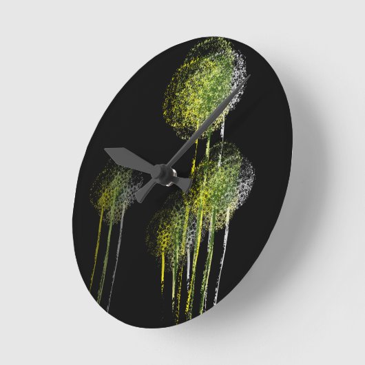 抽象芸術春フラワーツリー#3 ラウンド壁時計 (傾斜)