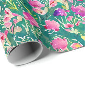 抽象芸術春水彩花模様 ラッピングペーパー (ロールコーナー)