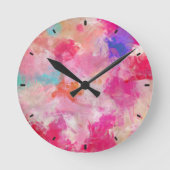抽象芸術春花畑 ラウンド壁時計 (正面)