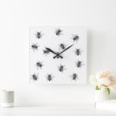 抽象芸術時計 – ハネビー白い背景 スクエア壁時計 (ホーム)