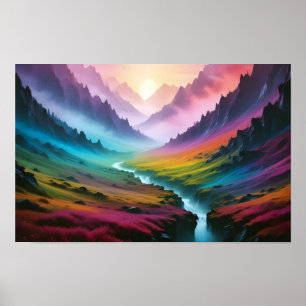 抽象芸術景観林自然背景画 ポスター