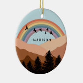 抽象芸術景観森林樹木虹&鳥 セラミックオーナメント (右)