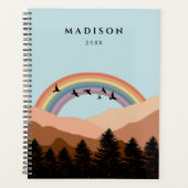 抽象芸術景観森林樹木虹&鳥 プランナー手帳 (正面)