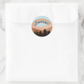 抽象芸術景観森林樹木虹&鳥 ラウンドシール (バッグ)