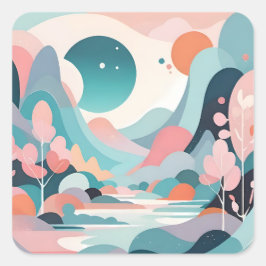 抽象芸術景観美術 スクエアシール