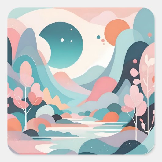 抽象芸術景観美術 スクエアシール (正面)