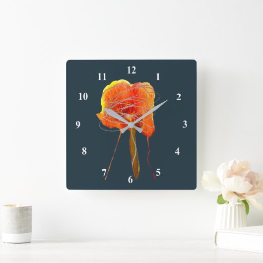 抽象芸術書きフローラの花モダン道 スクエア壁時計 (ホーム)