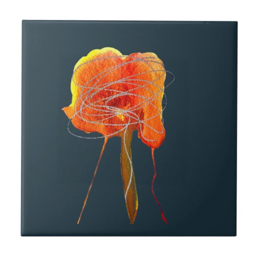 抽象芸術書きフローラモダン花芸 タイル (正面)