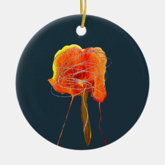 抽象芸術書き込みフローラの花モダン芸術 セラミックオーナメント (正面)