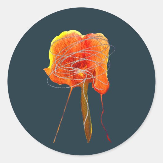 抽象芸術書き込みフローラの花モダン芸術 ラウンドシール (正面)