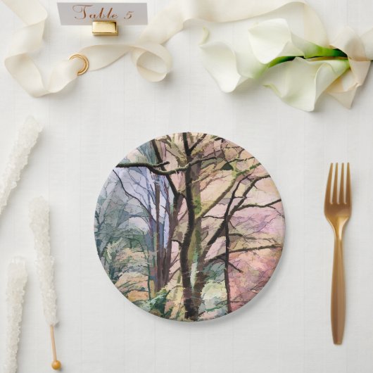 抽象芸術木 ペーパープレート (ウェディング)
