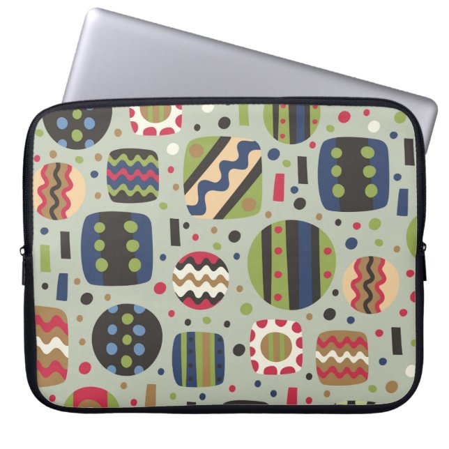 抽象芸術柄テキスタイル、インテリアデザイン ラップトップスリーブ (正面)