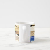 抽象芸術柄ブルー、タン、ブラックのエスプレッソカップ エスプレッソカップ (裏面)