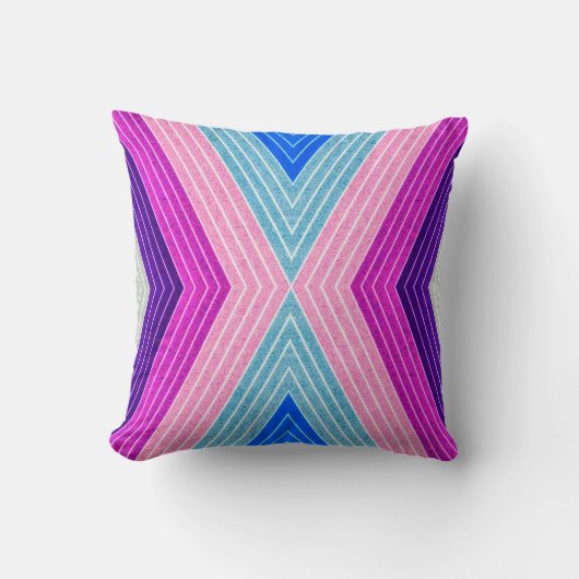 抽象芸術柄枕パープルブルーレトロ クッション (正面)