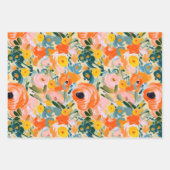 抽象芸術柑橘類およびフローラ装飾紙セット ラッピングペーパーシート (正面)