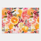 抽象芸術柑橘類およびフローラ装飾紙セット ラッピングペーパーシート (正面3)