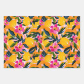 抽象芸術柑橘類およびフローラ装飾紙セット ラッピングペーパーシート (正面3)