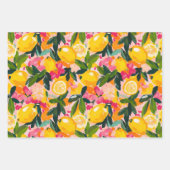 抽象芸術柑橘類およびフローラ装飾紙セット ラッピングペーパーシート (正面2)