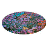 抽象芸術桃、ピンクグリーン、アクアガーデンの葉 カッティングボード (角)