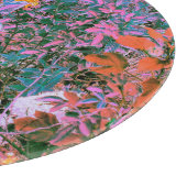 抽象芸術桃、ピンクグリーン、アクアガーデンの葉 カッティングボード (角)