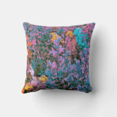 抽象芸術桃、ピンクグリーン、アクアガーデンの葉 クッション (裏面)