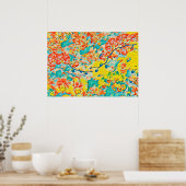 抽象芸術桜春さくらんぼブロッサムフローラ ポスター (キッチン)