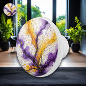 抽象芸術梅色と黄水色 セラミックノブ