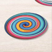 抽象芸術棒つきキャンデー ラウンドペーパーコースター (アングル)