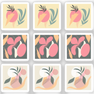 抽象芸術植物スケッチ枠 シール