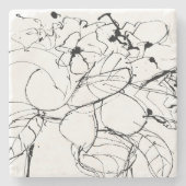 抽象芸術植物スケッチ ストーンコースター (正面)