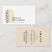 抽象芸術植物リーフ&アーチソーシャルメディア 名刺 (正面/裏面)