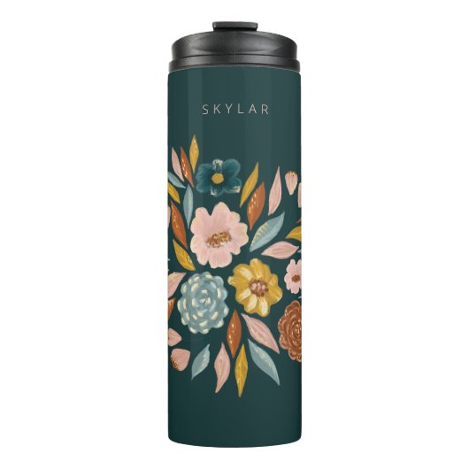 抽象芸術植物性フローラ&リーフオイル塗装 タンブラー (正面)