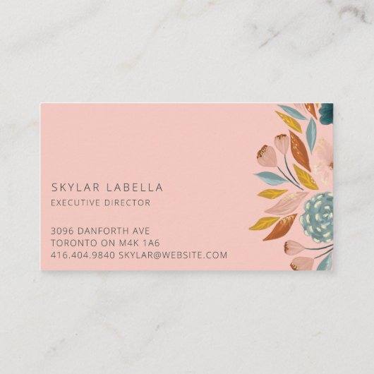 抽象芸術植物性フローラ&リーフオイル塗装 名刺 (裏面)