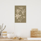 抽象芸術植物性ベージュの花 ポスター (キッチン)